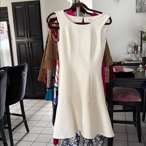 White House Black Market Ivory Textured Dress